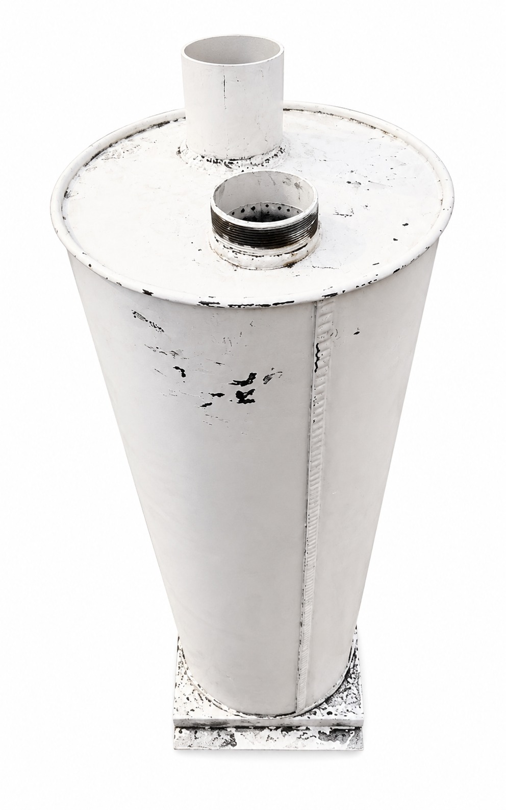 White base-mounted conical generator exhaust pot silencer