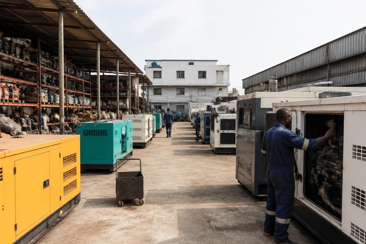 Kenbel generator yard and spare parts store in Ilasamaja, Lagos